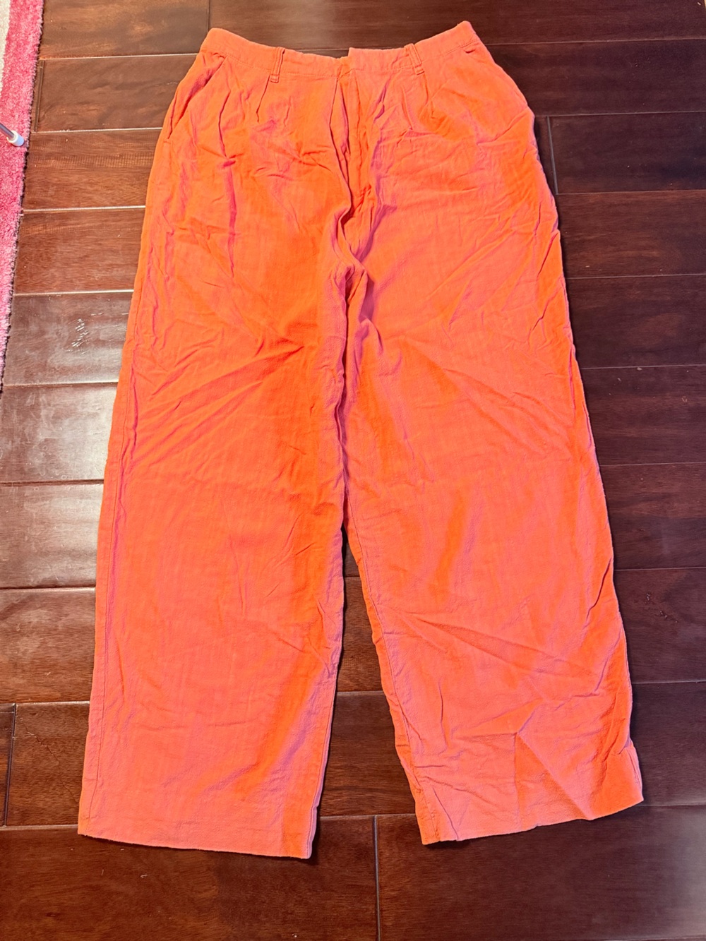 Free People Layback Slouchy Wide Leg Pants Orange Linen Blend Size L